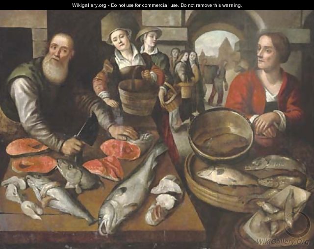 Peasant women buying fish at a fishmonger - (after) Joachim Beuckelaer