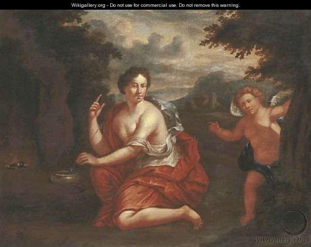 Venus and Cupid in a wooded landscape - (after) Jean Francois De Troy