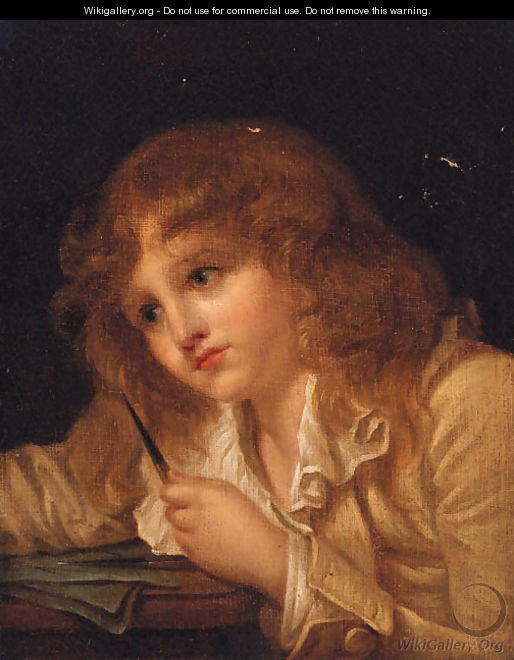 A boy seated at a desk - (after) Greuze, Jean Baptiste