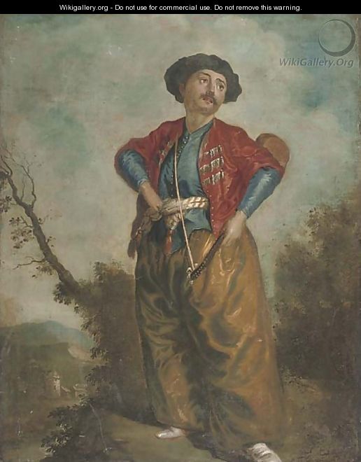 A lute player in a landscape - (after) Watteau, Jean Antoine