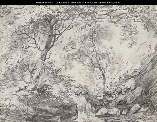 A woodland landscape with a waterfall - (after) Constable, John