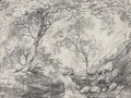 A woodland landscape with a waterfall - (after) Constable, John