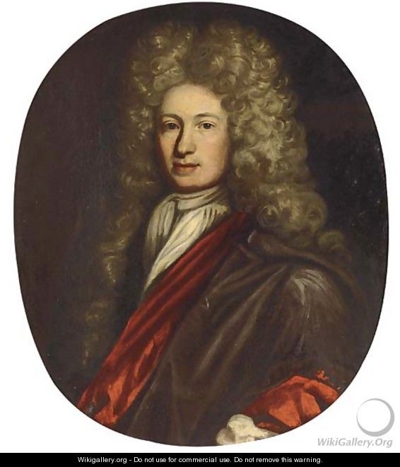 Portrait of William Rawson of Bradford Manor House, bust-length, in red robes and white stock - (attr.to) Closterman, Johann