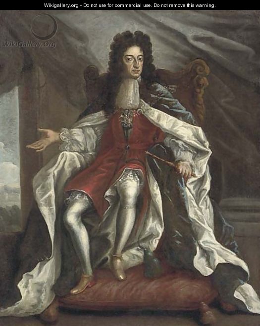 Portrait of William III, full-length, in coronation robes - (attr.to) Closterman, Johann