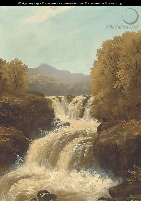 A waterfall in full spate; and A tranquil pool - (after) John Brandon Smith