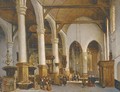 Figures in a church interior - (after) Johannes Bosboom