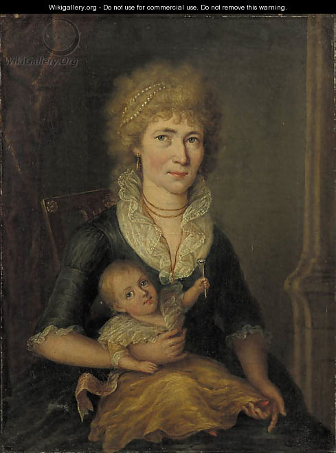 Portrait of a woman with her child on her lap - (after) Johann Friedrich August Tischbein