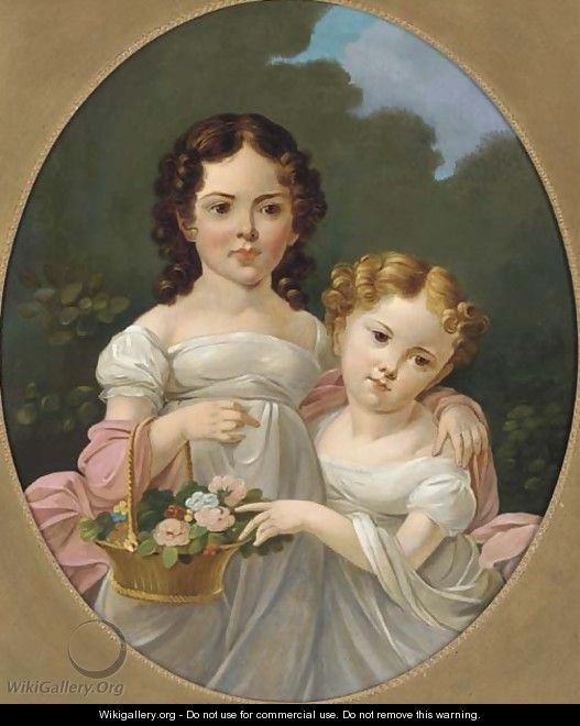 Portrait of two girls - (after) James George O