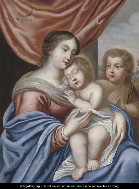 The Virgin and Child with the Infant Saint John the Baptist - (after) Jacques Stella