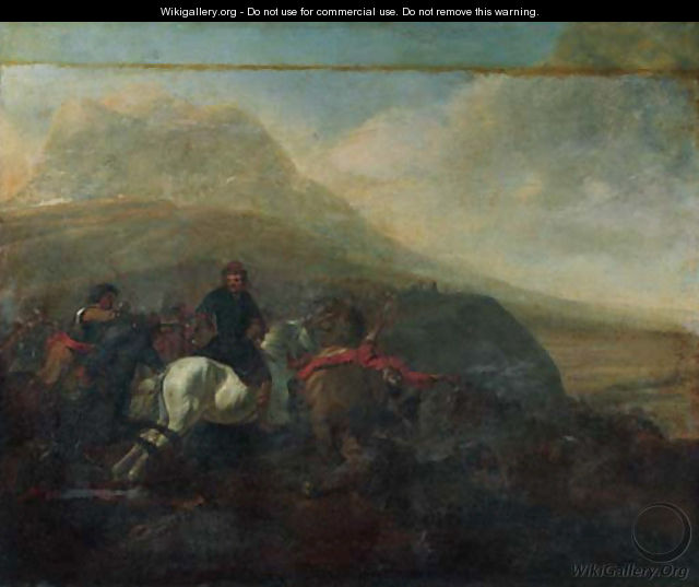 A cavalry skirmish 6 - (after) Jacques (Le Bourguignon) Courtois