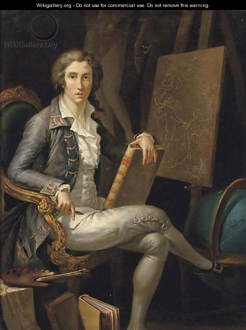 Portrait of a gentleman artist - (after) Jacques-Andre-Joseph Aved