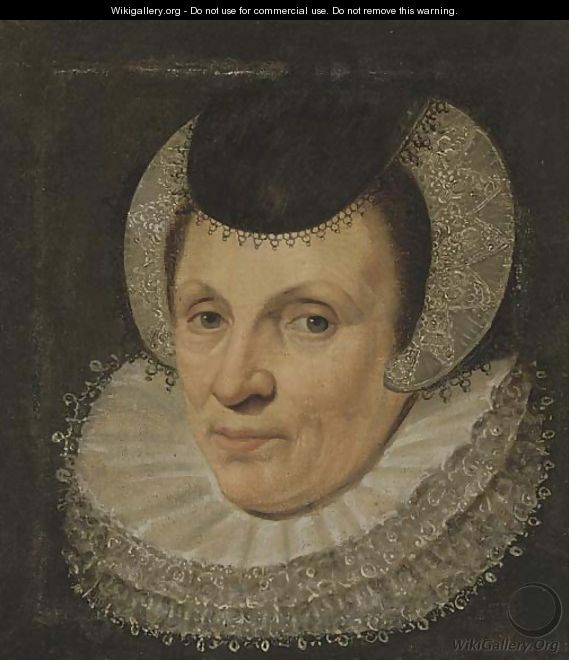 Portrait of a lady, bust-length, in a lace head-dress - (after) Anthony Van Ravesteyn