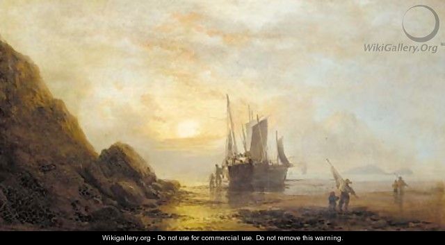 Fisherfolk on the shore - (after) James Webb