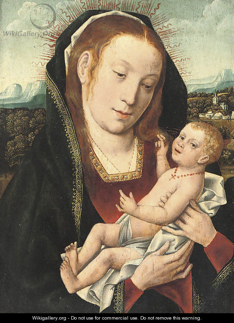 The Virgin and Child in an extensive wooded landscape - (after) Jan Provost