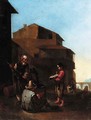An Italianate town with peasants cooking at a fire - (after) Jan Miel