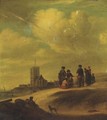Fishermen and townsfolk on the beach at Egmond aan Zee - (after) Jan Van Goyen