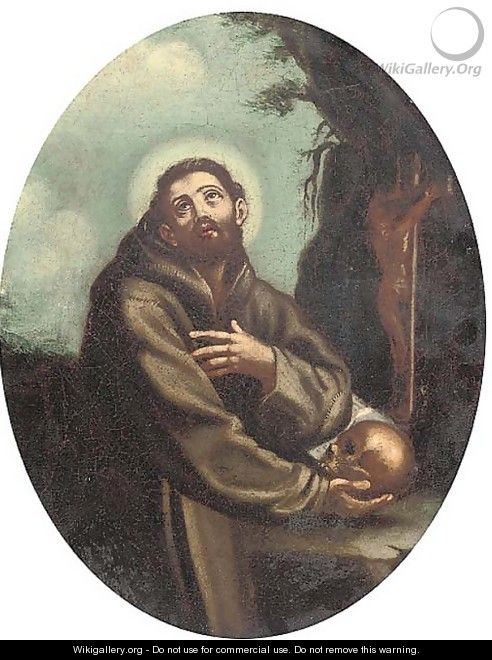 St. Francis holding a skull - (after) Guido Reni