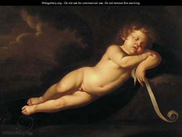 A sleeping putto - (after) Guido Reni