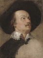 Portrait of a gentleman, bust-length, in a black hat - (after) Gonzales Coques