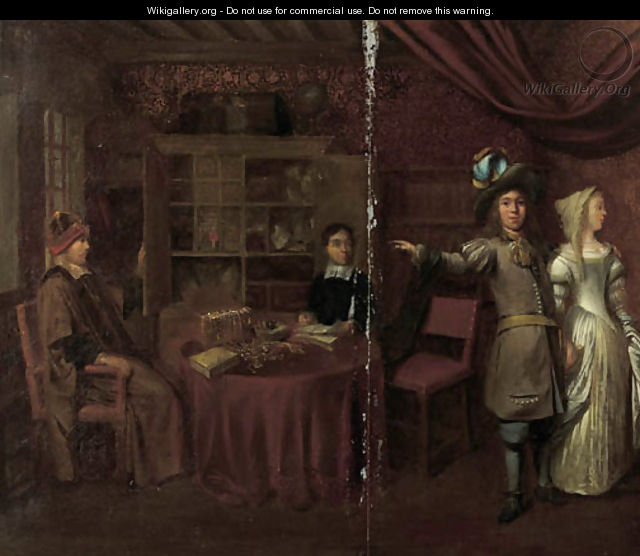 An elegant couple at a jewellery shop - (after) Hendrick Van Der Burgh