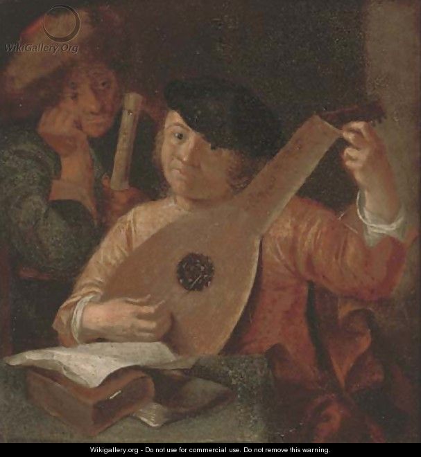 A lute player and a flute player in an interior - (after) Hendrick Terbrugghen