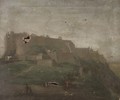 Figures before a Castle, thought to be Edinburgh - (after) Hendrick Danckerts