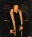 Portrait of a Gentleman, small three-quarter-length, in a black ermine- lined mantle, holding gloves in his right hand - (after) Holbein the Younger, Hans