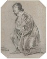 A young man kneeling in profile to the left - (after) Jacob Adriaensz. Backer
