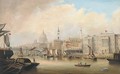View down the Thames, with Blackfriars and St. Paul's Cathedral beyond - (after) George Chambers