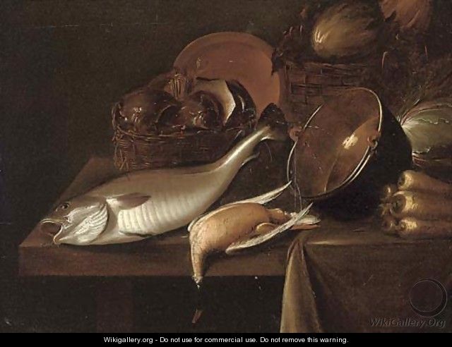 A fish, a dead game bird - (after) Gerrit Van Vucht