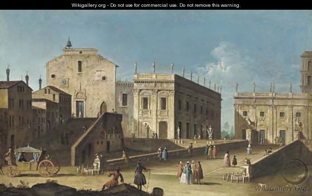 Rome, Santa Maria in Aracoeli and the Campidoglio - (after)(Giovanni Antonio Canal) Canaletto