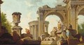 A capriccio of classical ruins with a sibyl predicting - (after) Giovanni Paolo Panini