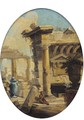 A capriccio of classical ruins with a figure in the foreground - (after) Giovanni Paolo Panini