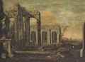 An architectural cappriccio of Roman ruins - (after) Giovanni Ghisolfi