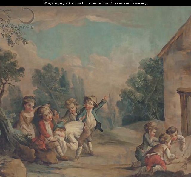 Children playing in a landcsape - (after) Francois Boucher