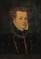 Portrait a lady, bust-length, in a black dress with jewel encrusted head-dress - Frans, The Younger Pourbus