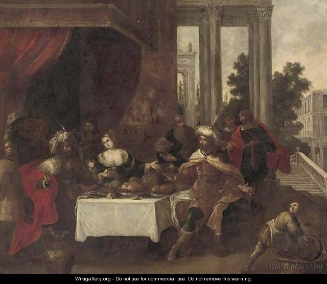 The Banquet of Esther - (after) Frans II Francken