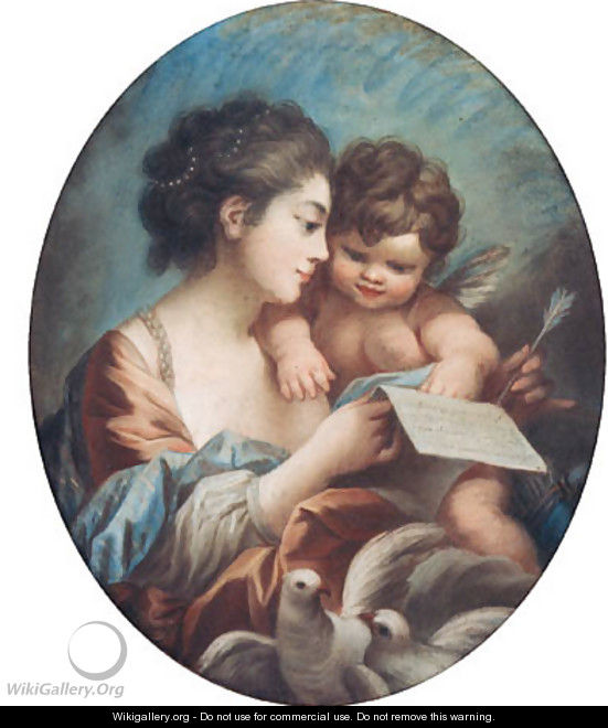 A young Woman with a Cupid in her Arm