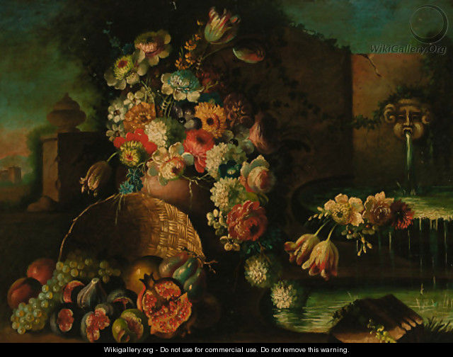 Roses, tulips, daisies and other flowers in a vase - (after) Gasparo Lopez