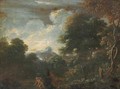 A wooded landscape with Pan and Ceres - (after) Gaspard Dughet