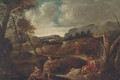 Christ and Saint John the Baptist in a landscape with other figures - (after) Gaspard Dughet