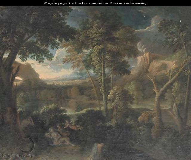 A landscape with Venus and Adonis - (after) Gaspard Dughet