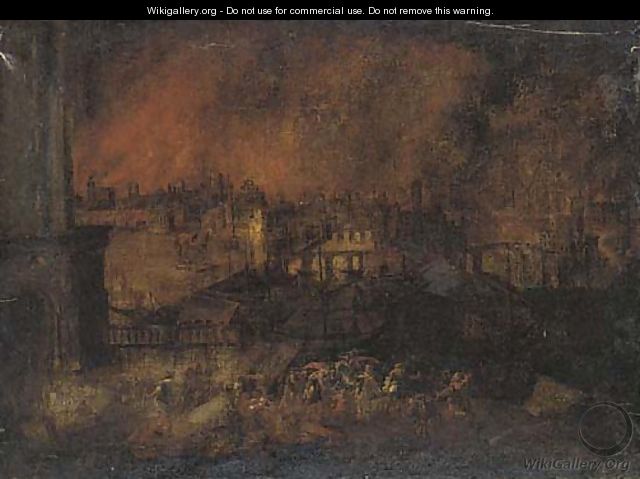 Aeneas rescuing his father Anchises from the burning city of Troy - (after) Frederik Valckenborch