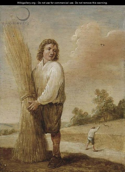 A harvester in a landscape - (after) David The Younger Teniers