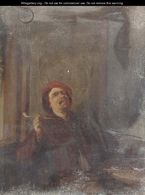 A boor smoking a pipe - (after) David The Younger Teniers