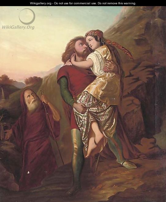 St. Christopher carrying a maiden guided by the hermit - (after) Maclise, Daniel