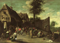 Peasants feasting and dancing outside an inn - (after) David The Younger Teniers