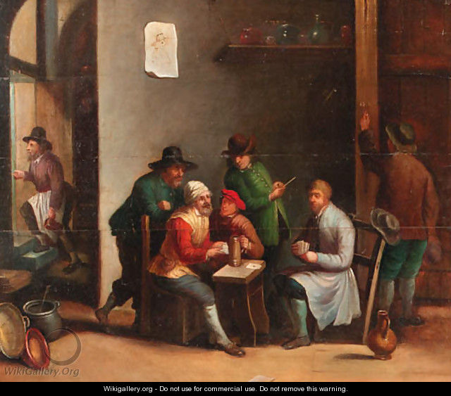 Boors playing at cards in an inn - (after) David The Younger Teniers
