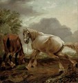 Two horses in a landscape - (after) Dirck Willemsz. Stoop