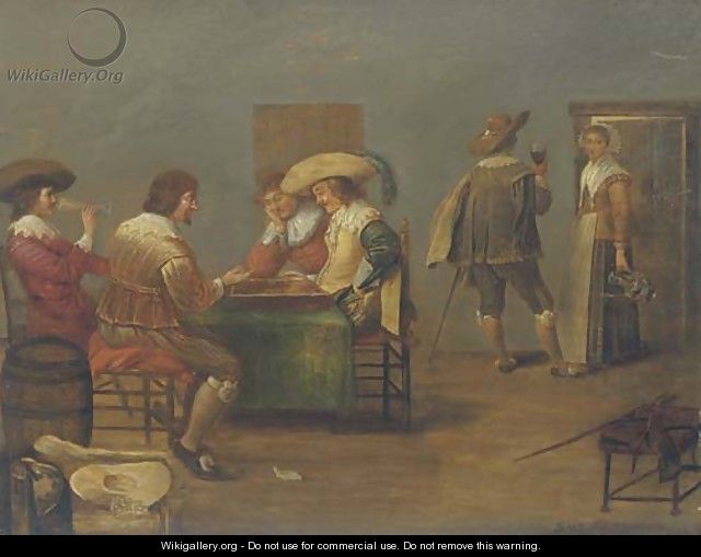 Guardsmen playing tric-trac and drinking in an inn - (after) Dirck Hals